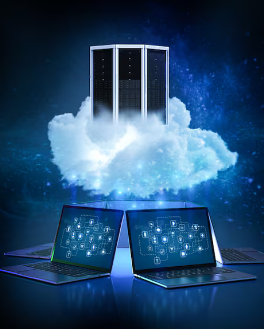 cloud-computing-technology-concept-with-3d-rendering-cloud-with-server-computer-notebooks_493806-7711